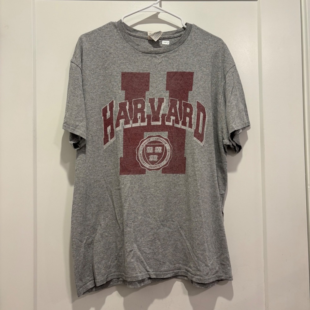 Delta Pro Weight Harvard University Graphic T-Shirt Gray Mens Large Collegiate